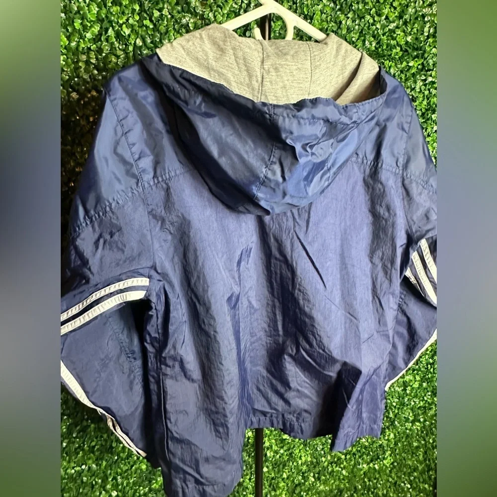Vintage 90s Adidas Hooded Windbreaker Navy Lined Jacket